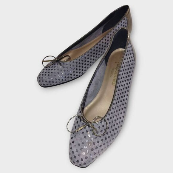 Magdesians Womens Ballet Sz 10‎ Checkered Flats Grey Tan Flats Shoes Comfort - Picture 11 of 13